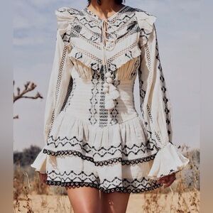 HEMANT & NANDITA Cream and Black Patterned dress
